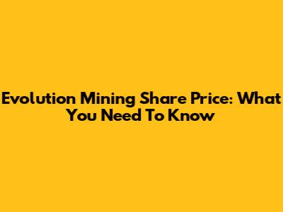 Evolution Mining Share Price: What You Need To Know