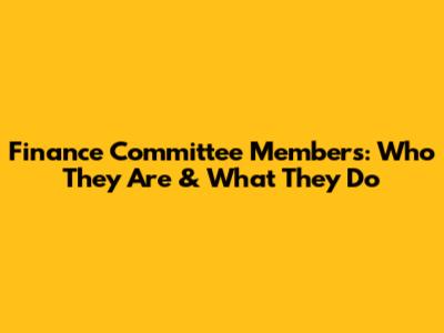 Finance Committee Members: Who They Are & What They Do