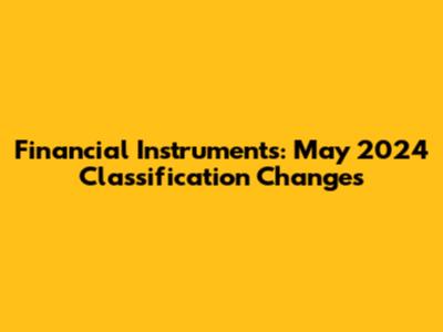 Financial Instruments: May 2024 Classification Changes