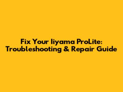 Fix Your Iiyama ProLite: Troubleshooting & Repair Guide
