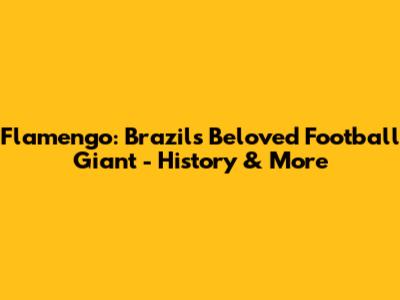 Flamengo: Brazil's Beloved Football Giant - History & More