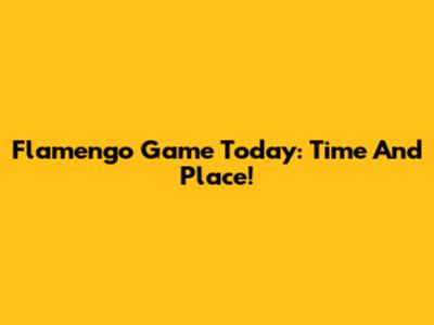 Flamengo Game Today: Time And Place!