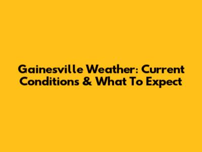 Gainesville Weather: Current Conditions & What To Expect