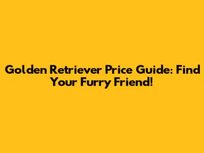 Golden Retriever Price Guide: Find Your Furry Friend!