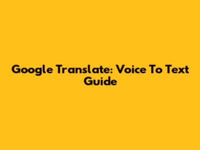 Google Translate: Voice To Text Guide