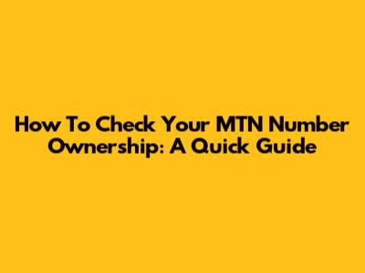 How To Check Your MTN Number Ownership: A Quick Guide
