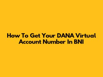 How To Get Your DANA Virtual Account Number In BNI