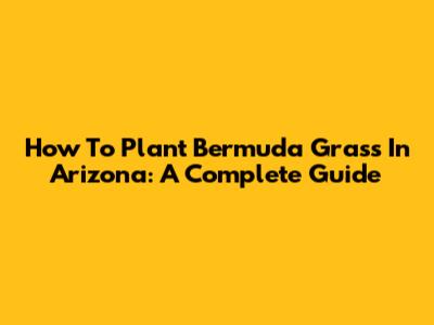 How To Plant Bermuda Grass In Arizona: A Complete Guide
