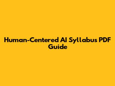 Human-Centered AI Syllabus PDF Guide