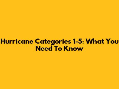 Hurricane Categories 1-5: What You Need To Know