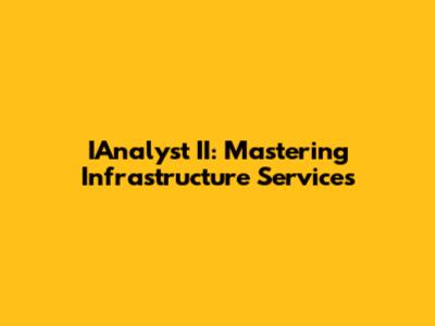 IAnalyst II: Mastering Infrastructure Services