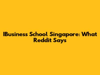 IBusiness School Singapore: What Reddit Says