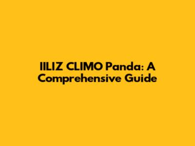 IILIZ CLIMO Panda: A Comprehensive Guide
