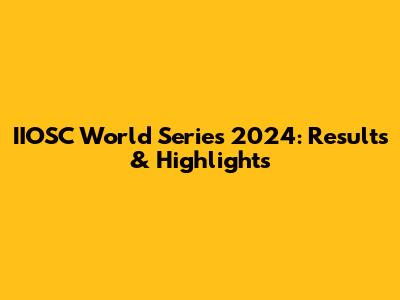 IIOSC World Series 2024: Results & Highlights