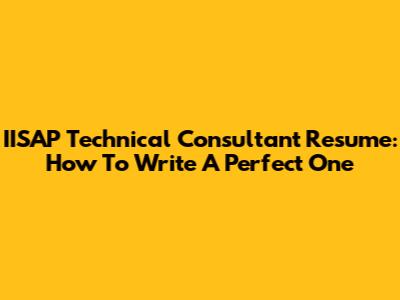 IISAP Technical Consultant Resume: How To Write A Perfect One