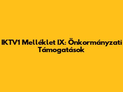 IKTV1 Melléklet IX: Önkormányzati Támogatások