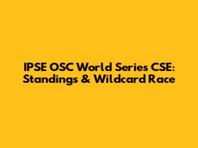 IPSE OSC World Series CSE: Standings & Wildcard Race