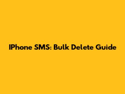 IPhone SMS: Bulk Delete Guide