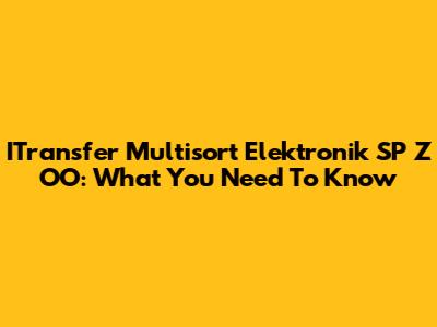 ITransfer Multisort Elektronik SP Z OO: What You Need To Know