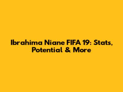 Ibrahima Niane FIFA 19: Stats, Potential & More