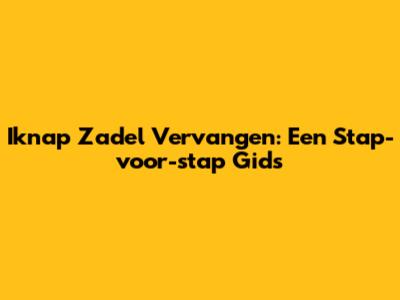 Iknap Zadel Vervangen: Een Stap-voor-stap Gids