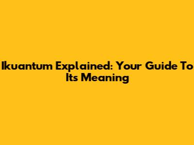 Ikuantum Explained: Your Guide To Its Meaning