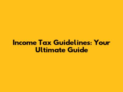 Income Tax Guidelines: Your Ultimate Guide