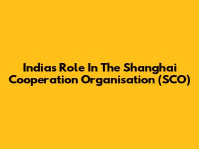 India's Role In The Shanghai Cooperation Organisation (SCO)