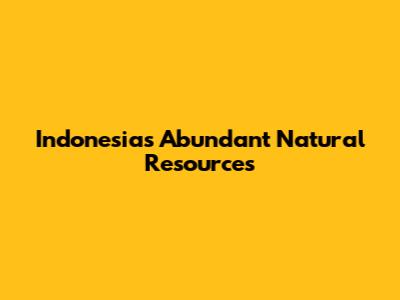 Indonesia's Abundant Natural Resources