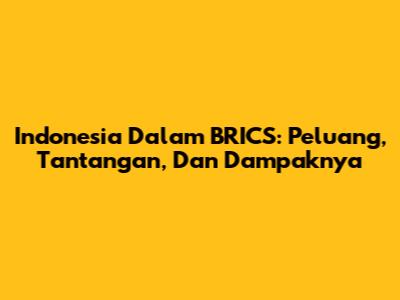Indonesia Dalam BRICS: Peluang, Tantangan, Dan Dampaknya