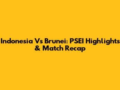 Indonesia Vs Brunei: PSEI Highlights & Match Recap