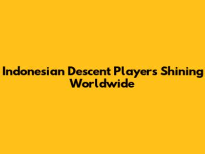 Indonesian Descent Players Shining Worldwide