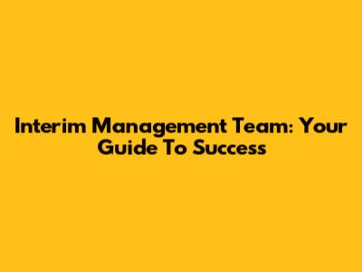Interim Management Team: Your Guide To Success