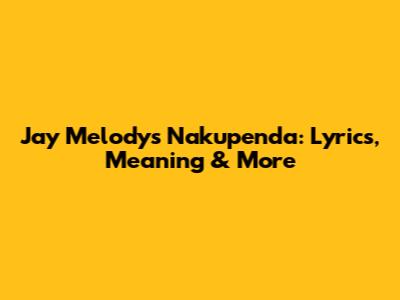 Jay Melody's Nakupenda: Lyrics, Meaning & More