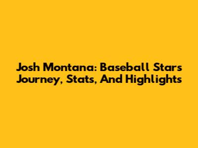Josh Montana: Baseball Star's Journey, Stats, And Highlights