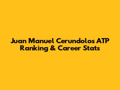 Juan Manuel Cerundolo's ATP Ranking & Career Stats