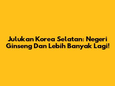 Julukan Korea Selatan: Negeri Ginseng Dan Lebih Banyak Lagi!