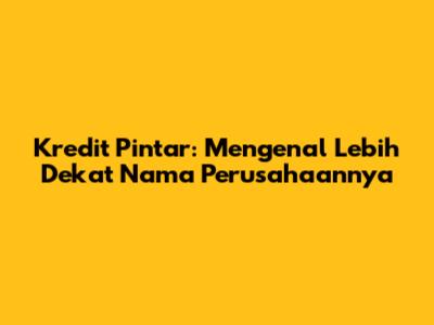 Kredit Pintar: Mengenal Lebih Dekat Nama Perusahaannya