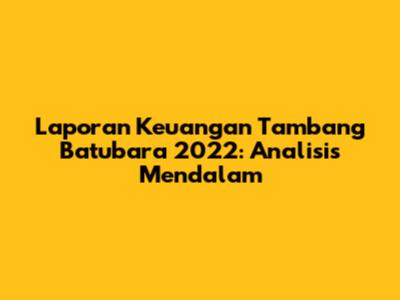 Laporan Keuangan Tambang Batubara 2022: Analisis Mendalam