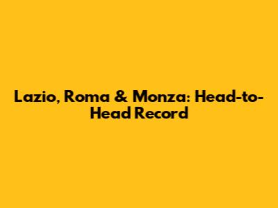 Lazio, Roma & Monza: Head-to-Head Record