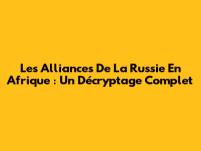 Les Alliances De La Russie En Afrique : Un Décryptage Complet