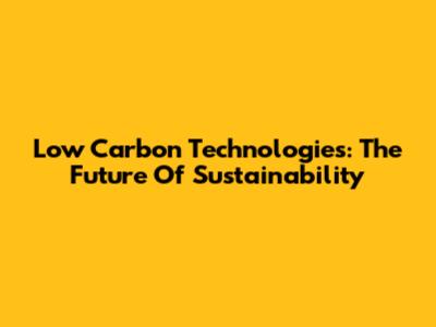 Low Carbon Technologies: The Future Of Sustainability