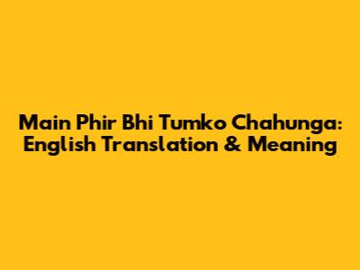 Main Phir Bhi Tumko Chahunga: English Translation & Meaning