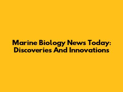 Marine Biology News Today: Discoveries And Innovations