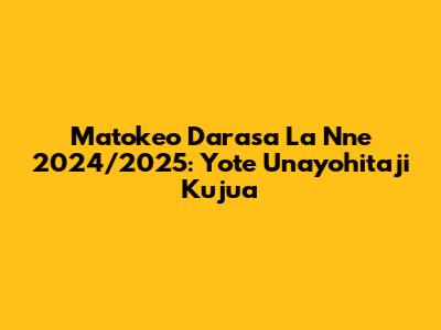 Matokeo Darasa La Nne 2024/2025: Yote Unayohitaji Kujua