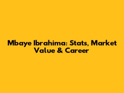 Mbaye Ibrahima: Stats, Market Value & Career
