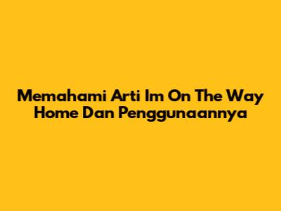 Memahami Arti 'I'm On The Way Home' Dan Penggunaannya