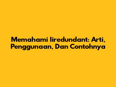 Memahami Iiredundant: Arti, Penggunaan, Dan Contohnya