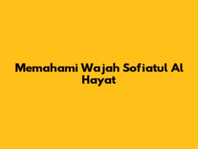 Memahami Wajah Sofiatul Al Hayat