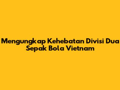 Mengungkap Kehebatan Divisi Dua Sepak Bola Vietnam